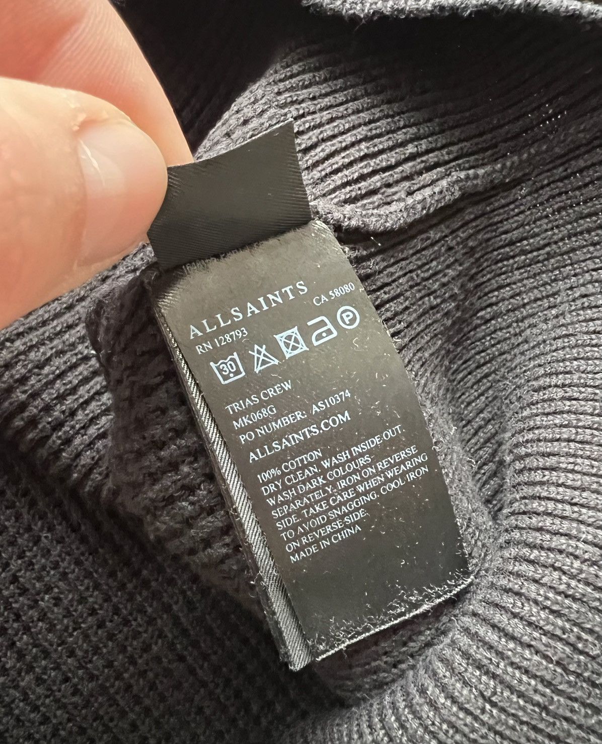Allsaints Allsaints Trias Crew Black Knit Cotton Sweater Size US S / EU 44-46 / 1 - 8 Thumbnail