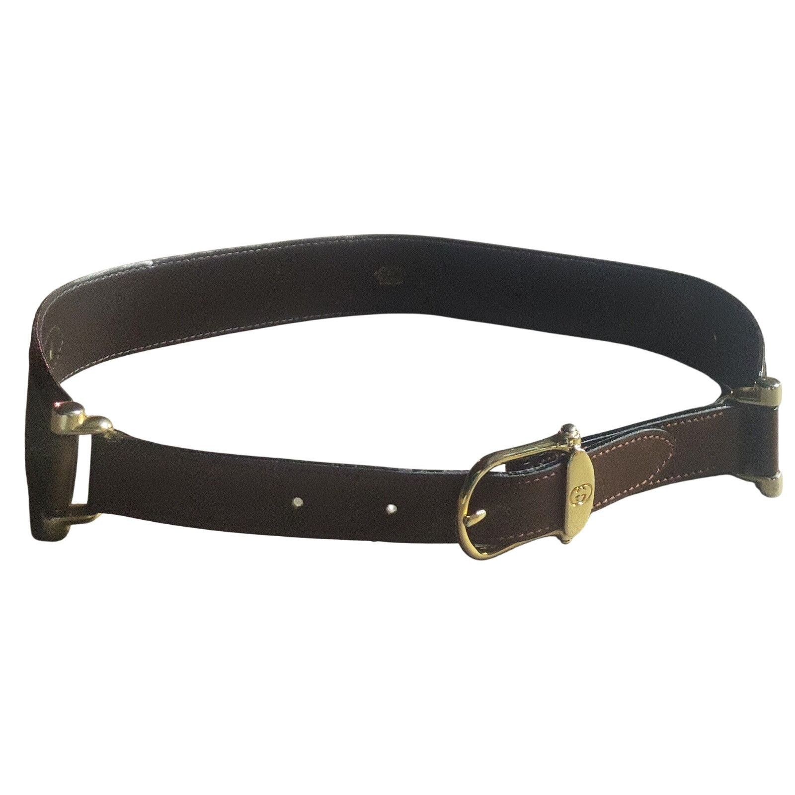 Vintage Gucci metal, suede and leather brown belt Gucci Brown Leather Belt - Lucky Vintage main image 4