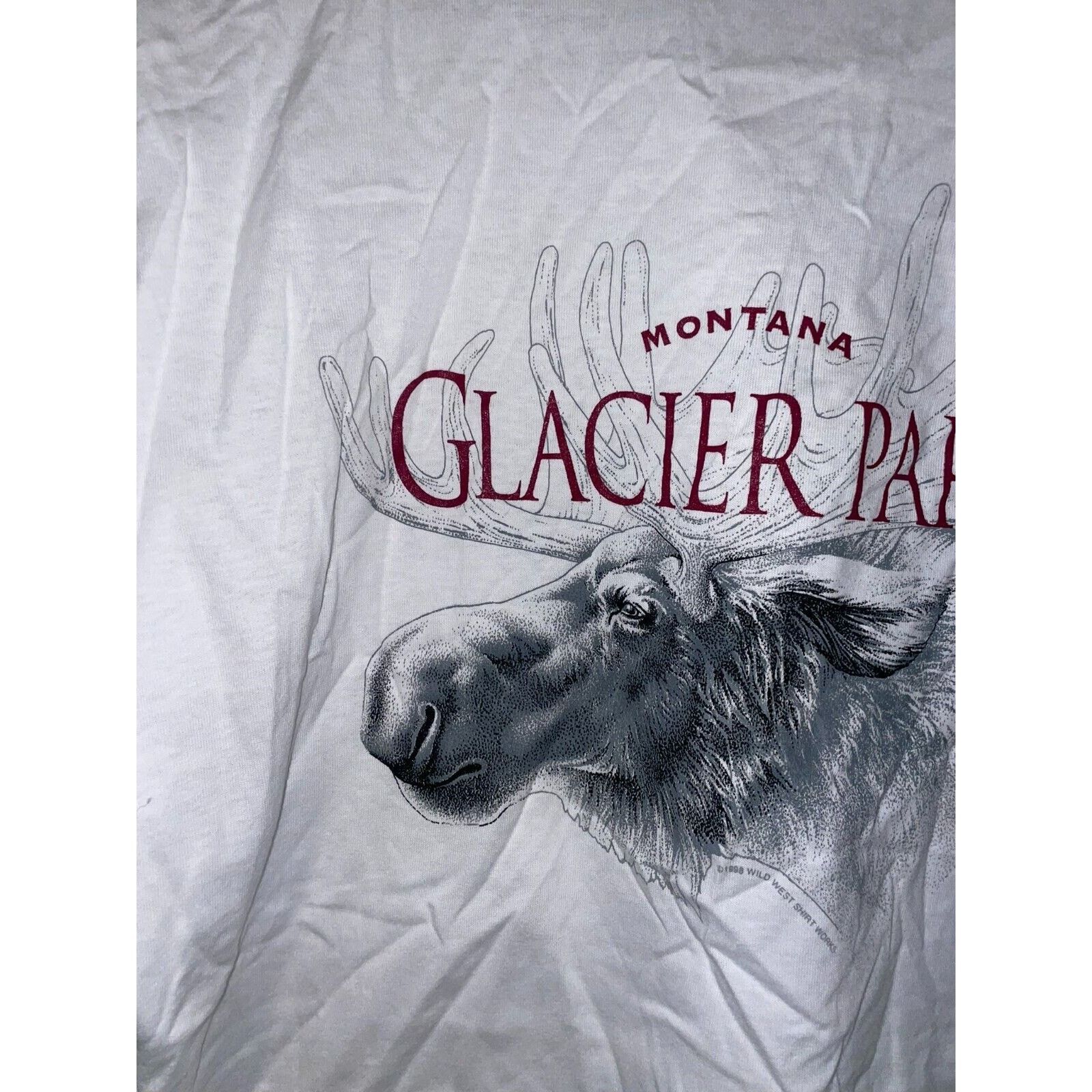Jerzees Vintage Glacier Park Shirt Moose Animal White Tee 90s Large Size US L / EU 52-54 / 3 - 5 Thumbnail
