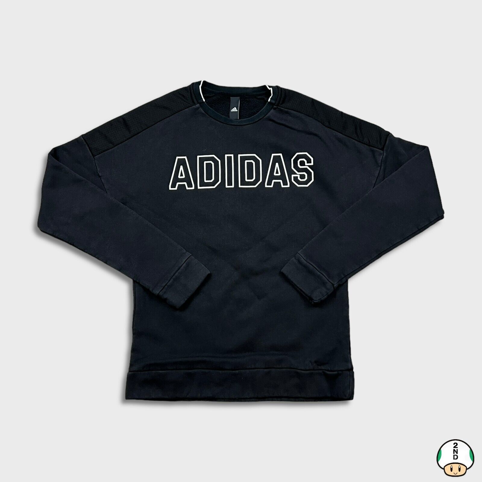 Adidas × Vintage Adidas Sweatshirt Essentials Stripe Spell Out Pullover Crew Size US S / EU 44-46 / 1 - 1 Thumbnail