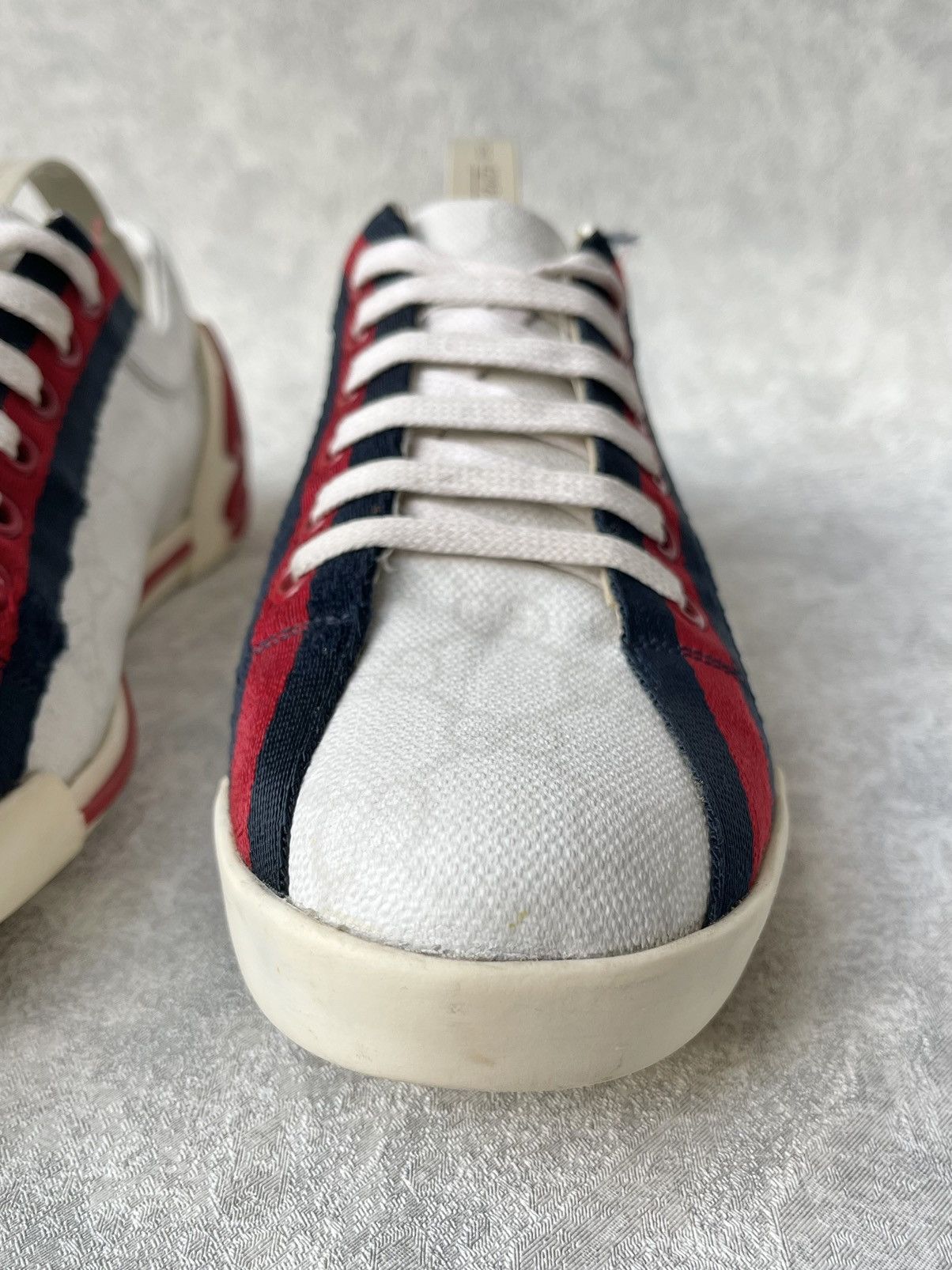 Gucci Gucci GG Monogram Canvas Sneakers Red Blue Web Script Logo Size US 7 / IT 37 - 12 Thumbnail