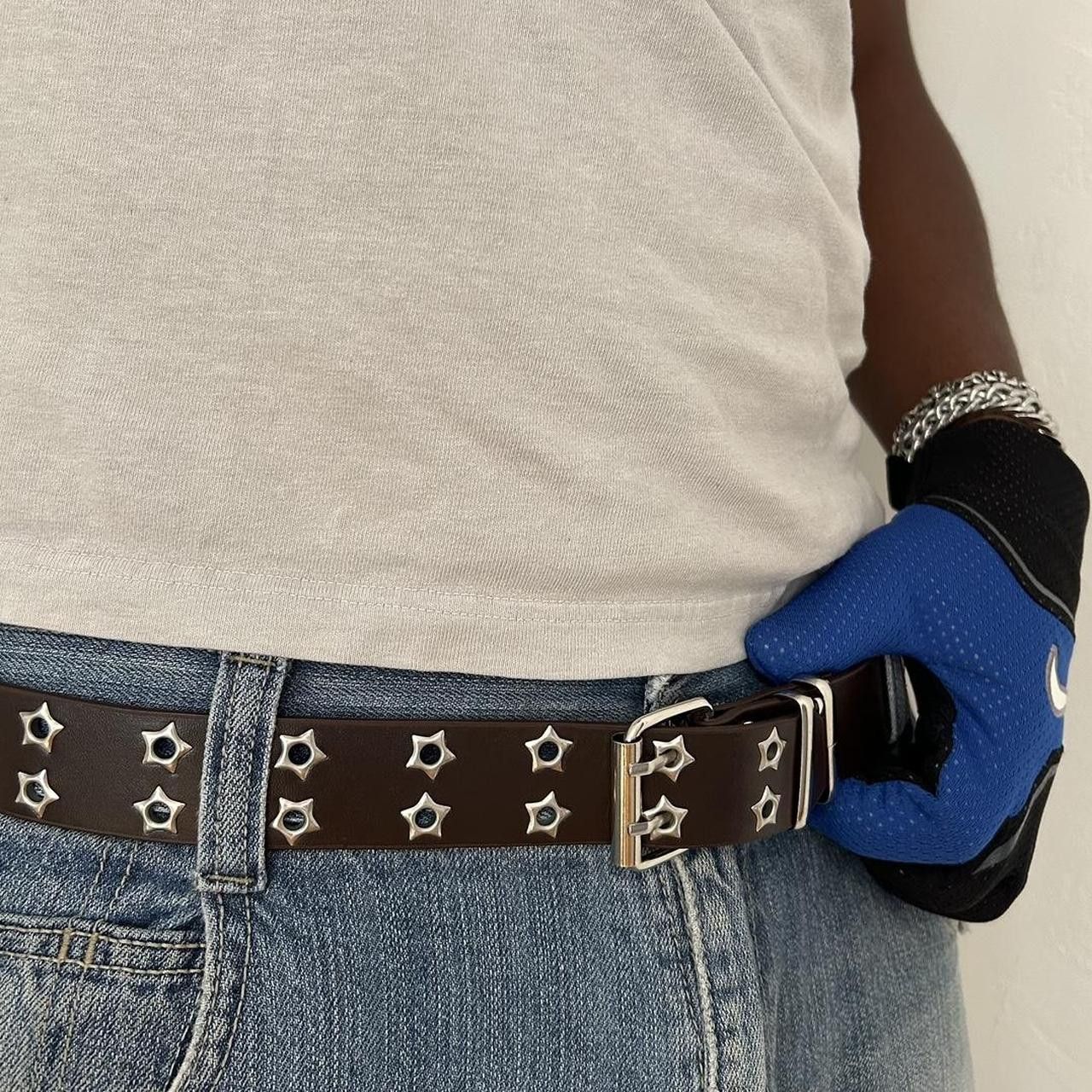 Japanese Brand × Vintage Y2K 2000s Style Brown Western Bullet Holes Studded Belt Size ONE SIZE - 2 Thumbnail