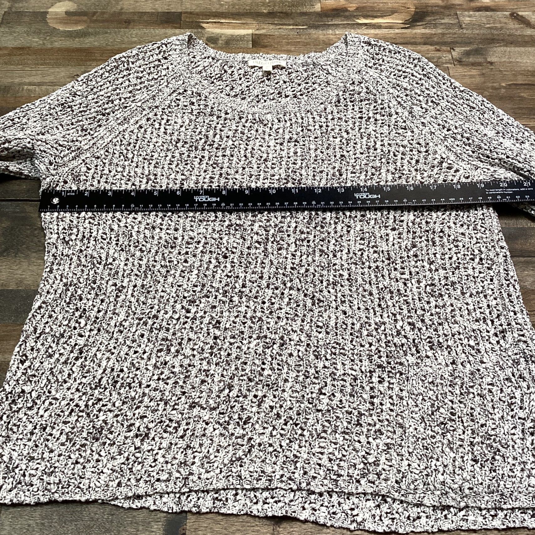 Eileen Fisher VINTAGE Eileen Fisher Sweater Women Petite L Gray 100% Cotton Loose Knit Long Sleeve Pullover with Pockets Size L / US 10 / IT 46 - 5 Thumbnail