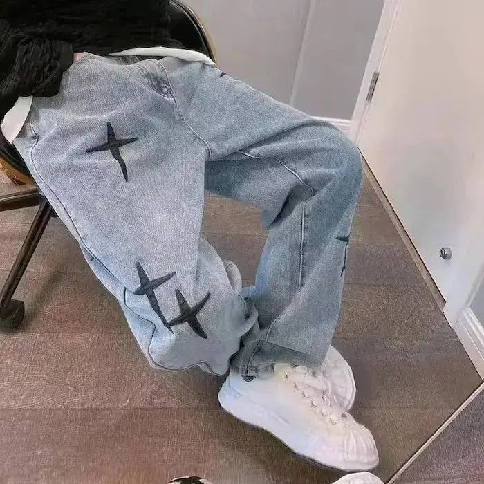 Stars Graphic Blue Denim Jeans