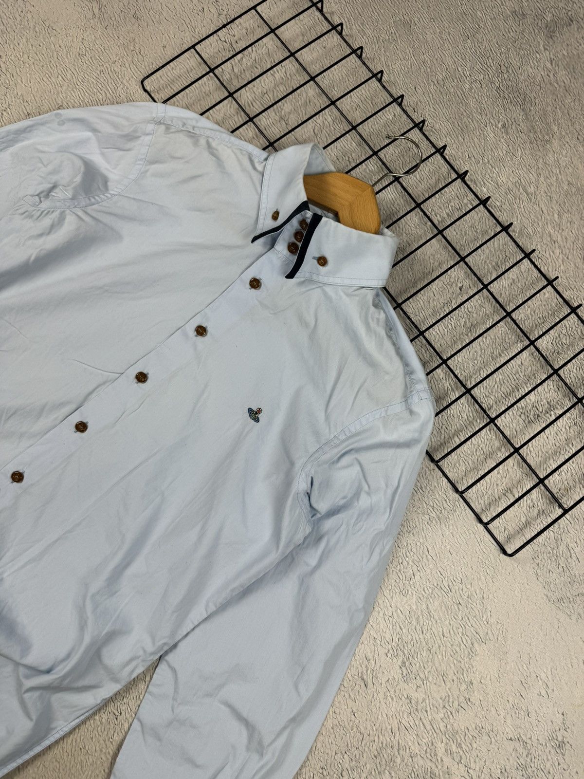 Vintage × Vivienne Westwood Blue Vivienne Westwood 3 Button Krall Shirt Orb Embroidery Size US XL / EU 56 / 4 - 2 Thumbnail