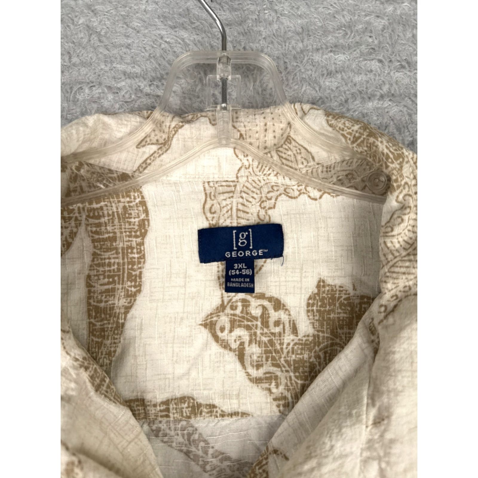 George George Hawaiian Shirt Mens 3XL White Floral Palm Leaf Print Button-Up Rayon Size US XXL / EU 58 / 5 - 7 Thumbnail