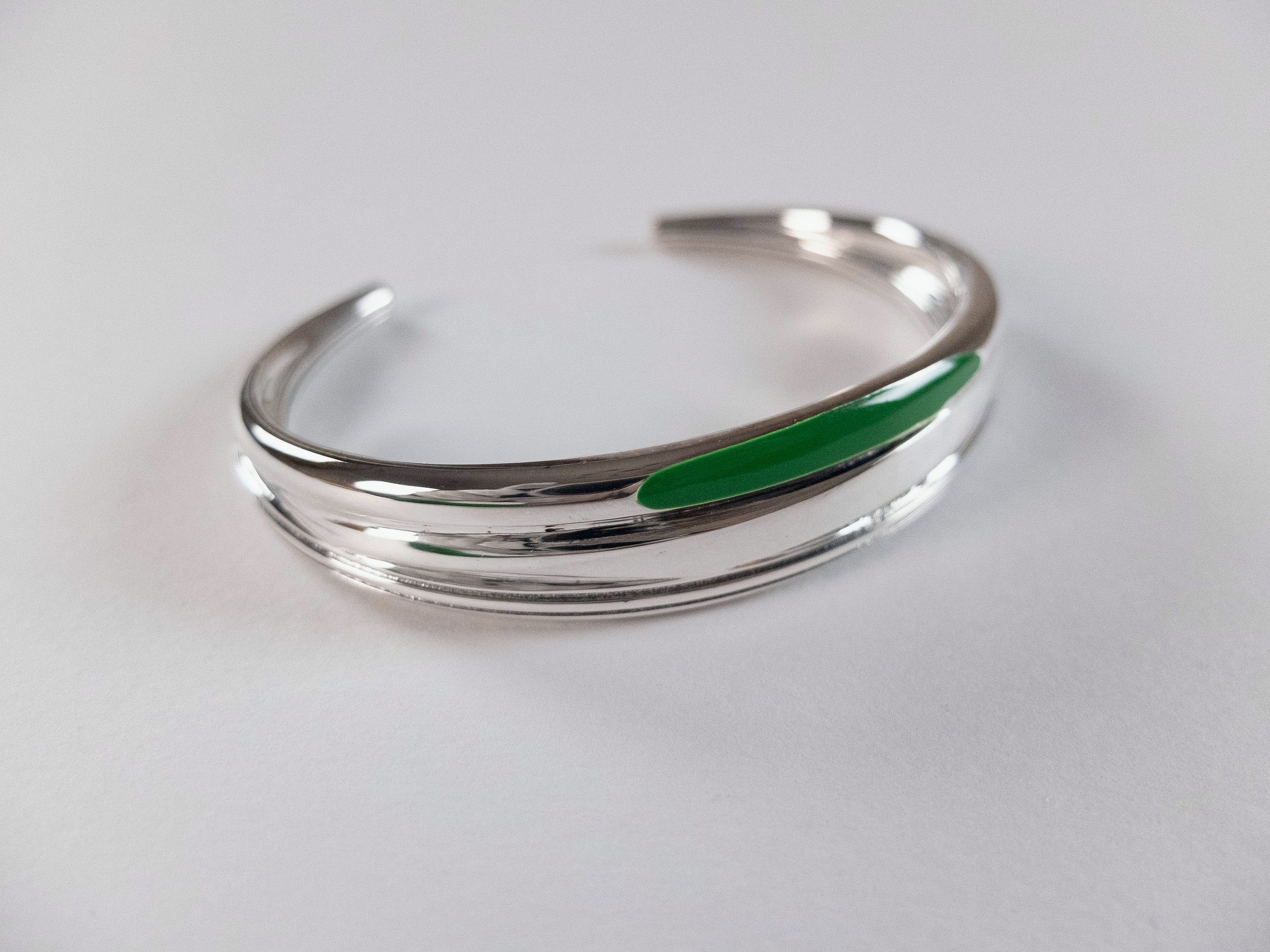 Bottega Veneta BOTTEGA VENETA Trio silver & green cuff bracelet Large q Size ONE SIZE - 4 Thumbnail