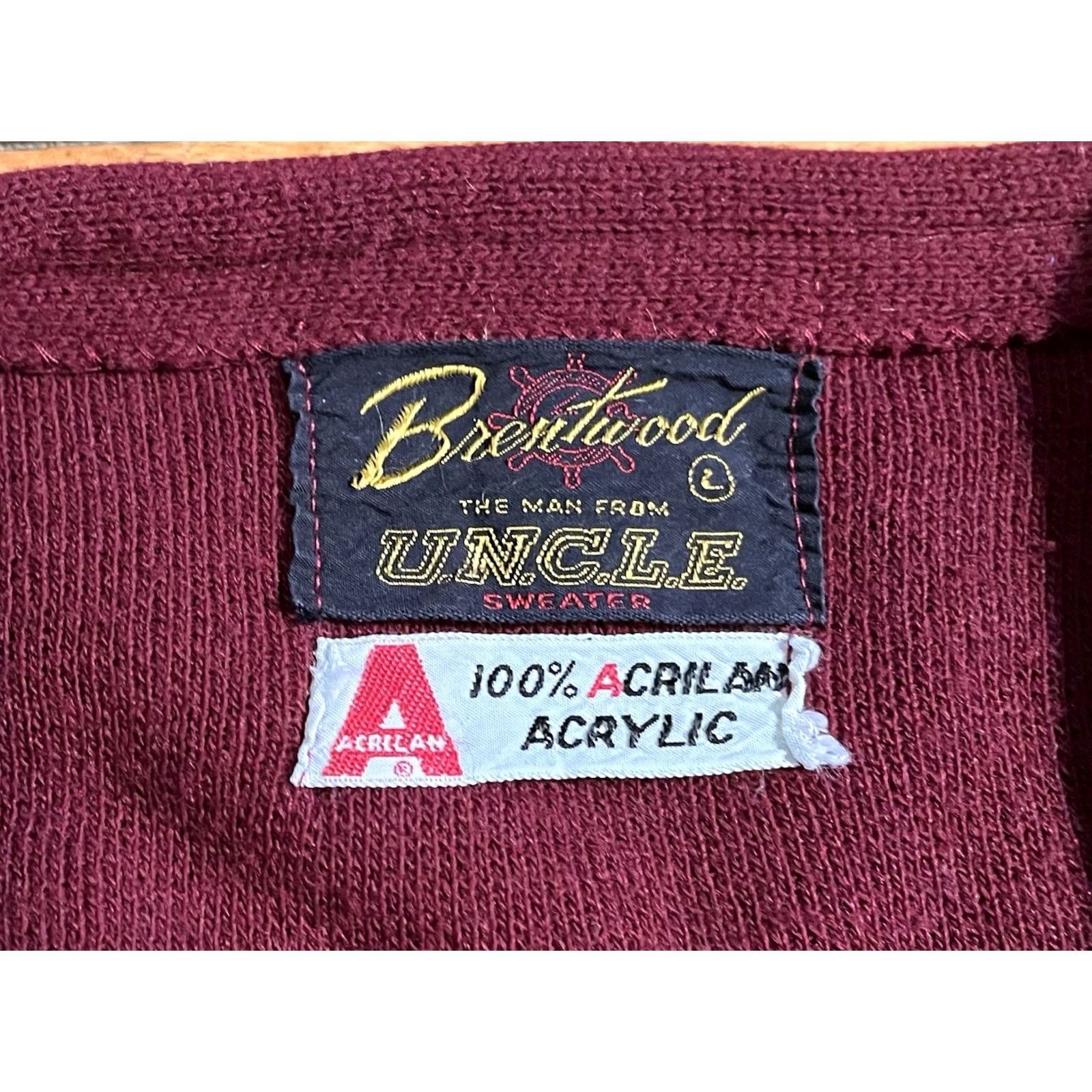 Vintage VINTAGE Brentwood The Man From UNCLE Cardigan Sweater Mens L Red 60s Size US L / EU 52-54 / 3 - 6 Thumbnail