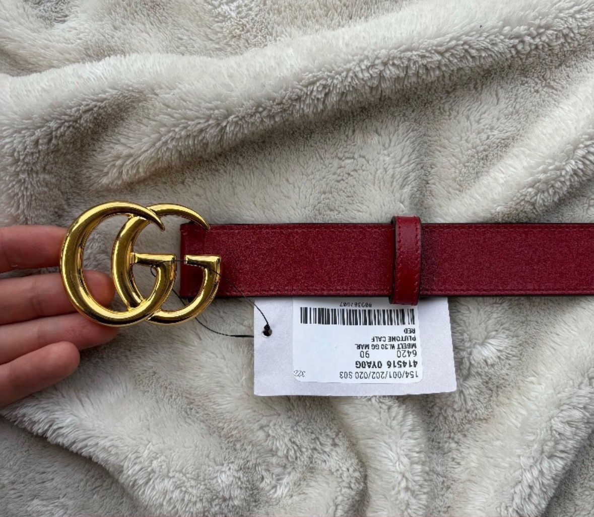 Gucci Gucci GG Red/Gold Belt Size 36 - 2 Thumbnail