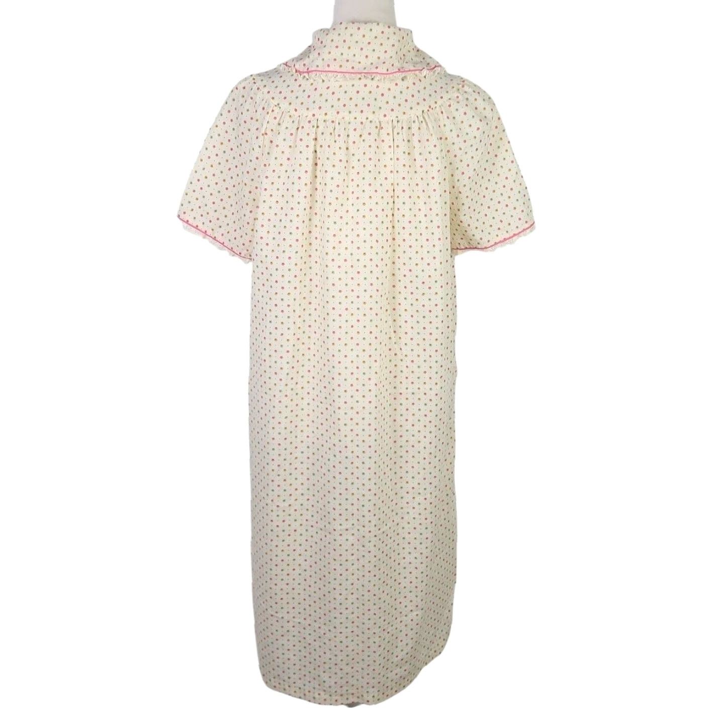 Vintage VINTAGE 70s cream and pink ditsy floral house dress nighty M Dress Women Cotton Polyester Short Sleeve Bohemian Vintage Size M / US 6-8 / IT 42-44 - 5 Thumbnail