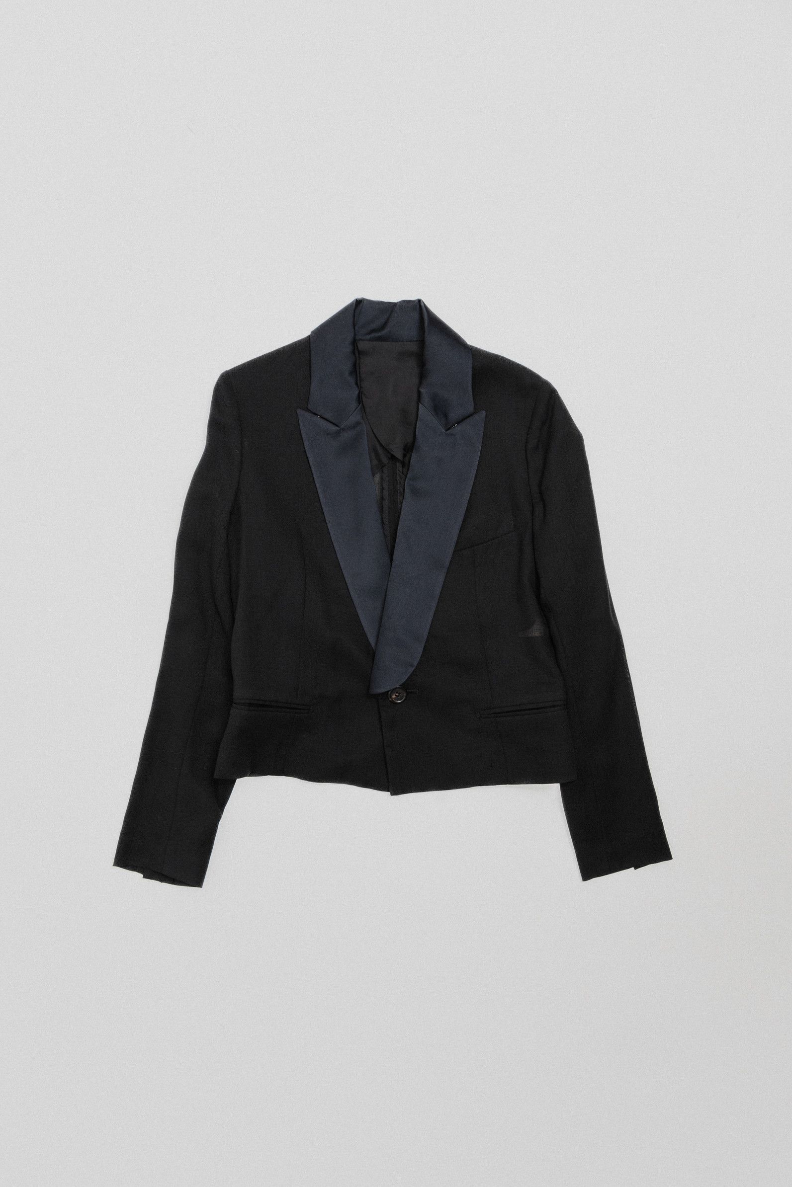 image of Undercover Ss06 "t." Sheer Cropped Jacket With A Satin Collar (Runway) in Black, Women's (Size Smal