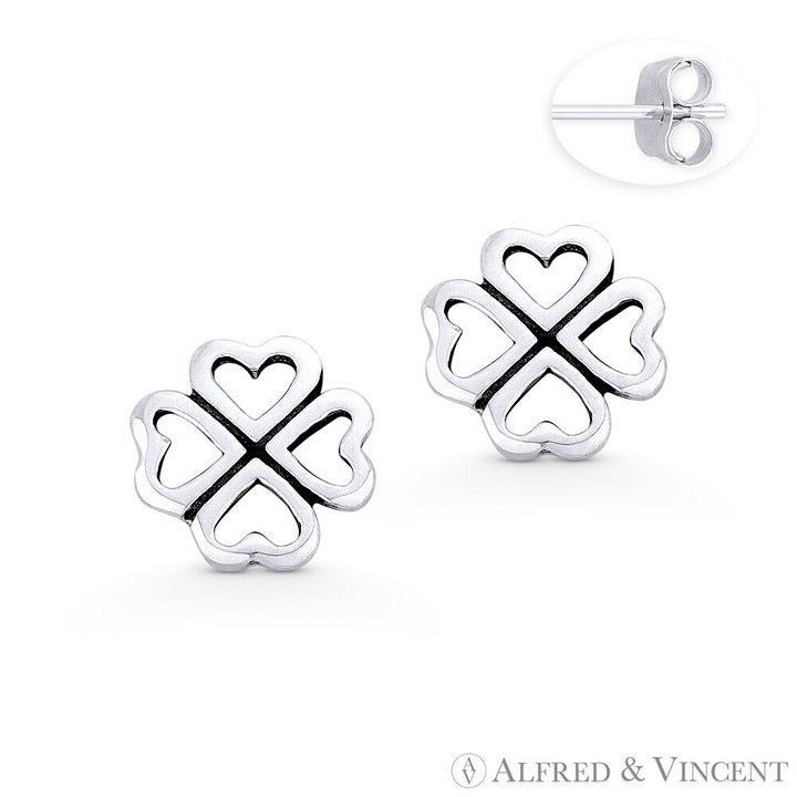Other 4-Heart Leaf Clover Irish Shamrock Luck Charm Stud Earrings Size ONE SIZE - 1 Preview