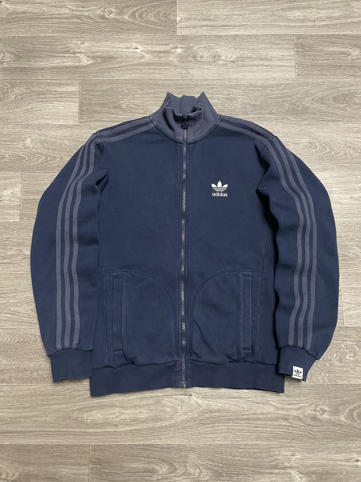 Adidas Vintage Adidas 3-Stripe Cotton Track Jacket Navy Blue Y2K Size US S / EU 44-46 / 1 - 1 Thumbnail
