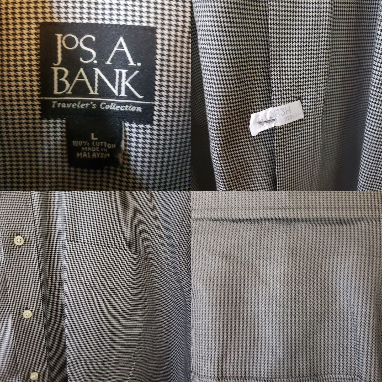 Jos. A. Bank Jos A Bank Mens L Grey Herringbone Dress Shirt 100% Cotton Traveler’s Collection Size 42R - 8 Thumbnail