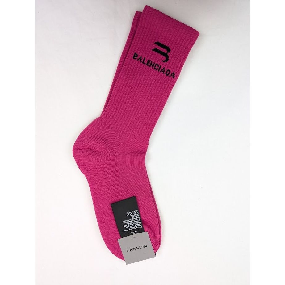 Balenciaga o1rshd1 Q: 2 / Size: L / B Tennis Sporty Socks in Pink Size ONE SIZE - 2 Thumbnail