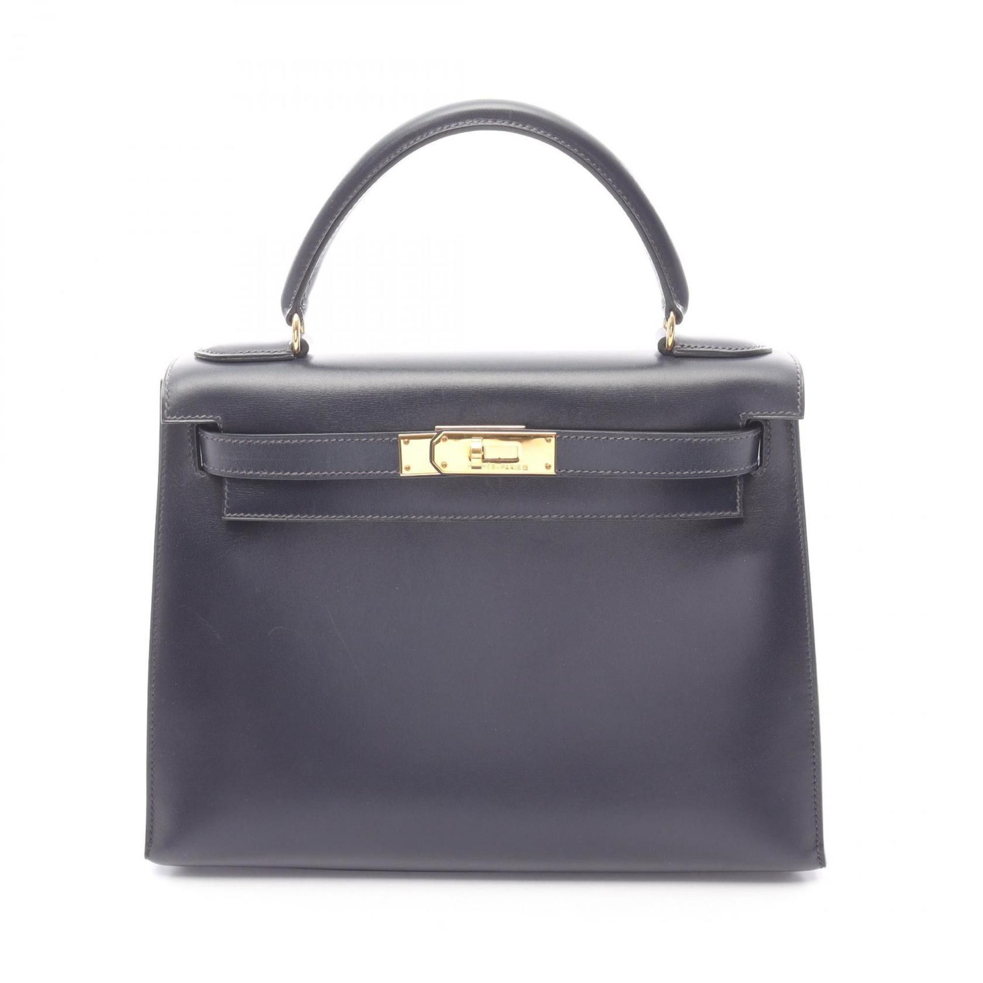 Hermes Hermes Hermès Kelly 28 handbag in box calf leather, navy. Size ONE SIZE - 1 Thumbnail