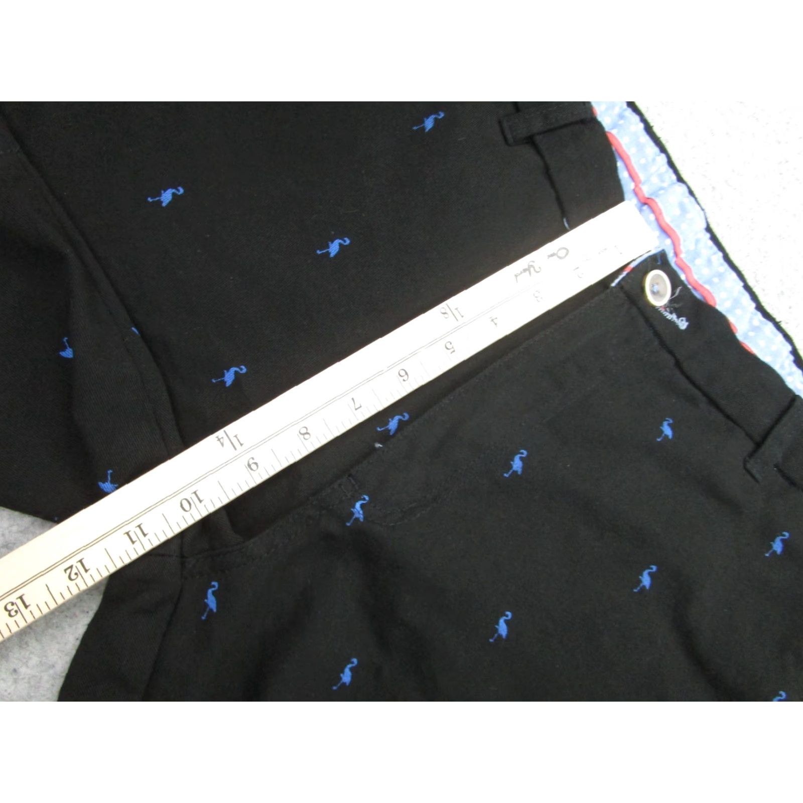 Tailorbyrd TAILORBYRD Chino Shorts Mens 34 Black Flamingo Embroidered 100% Cotton Flat Front Casual Belt Loops Pockets Adults Mens Size US 34 / EU 50 - 5 Thumbnail