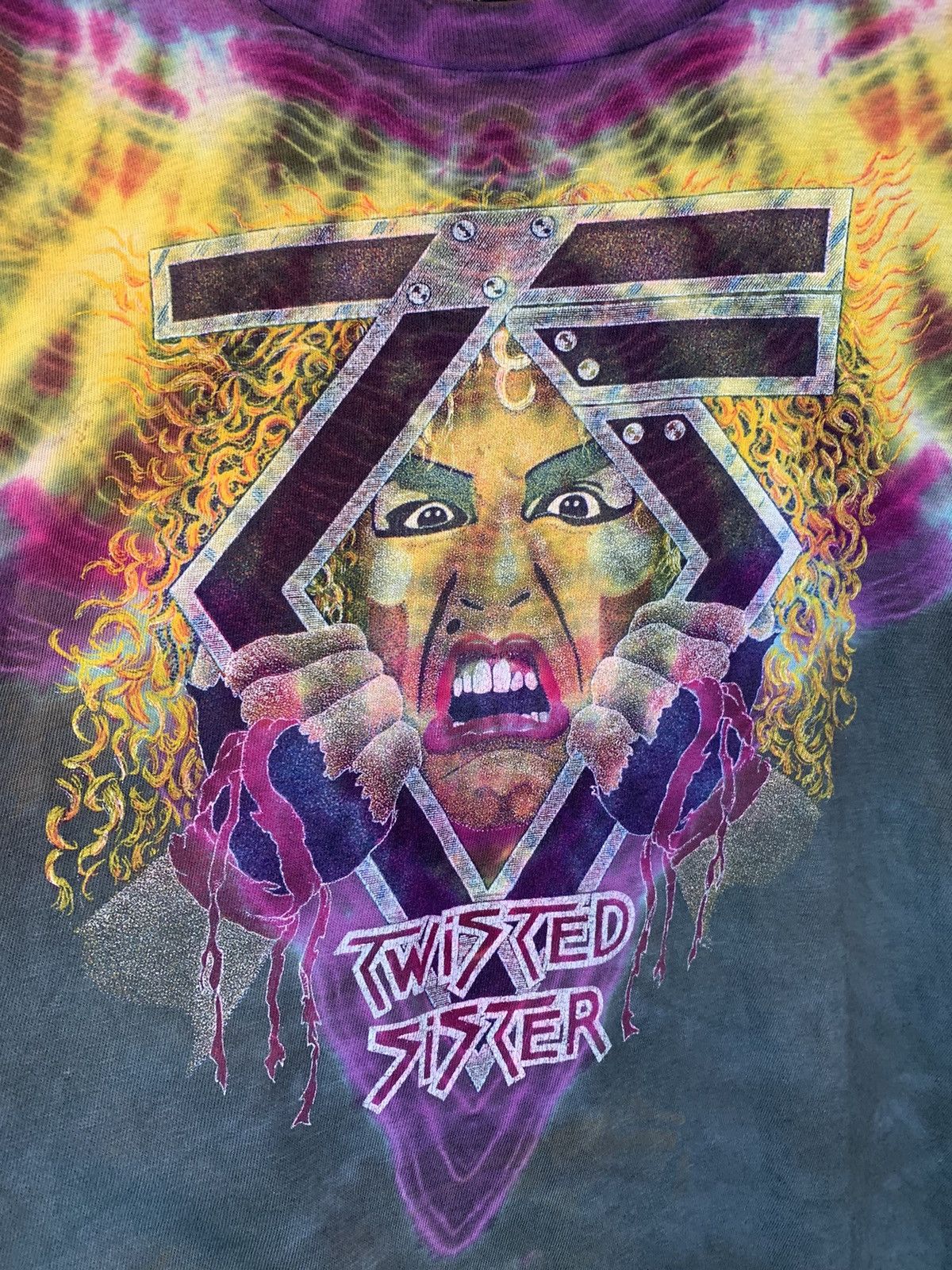 Band Tees × Vintage RARE* Vintage 80s Twisted Sister Symmetria Tie-Dye Art Shirt Size US XL / EU 56 / 4 - 3 Thumbnail