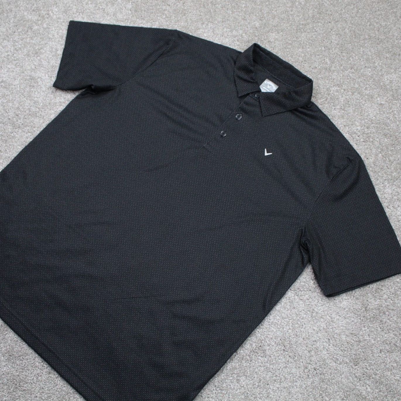 Callaway Callaway Opti-Dri Polo Shirt Mens Large Black Geometric Short Sleeve S/S Golf Pullover Polo Shirt Size US L / EU 52-54 / 3 - 3 Thumbnail