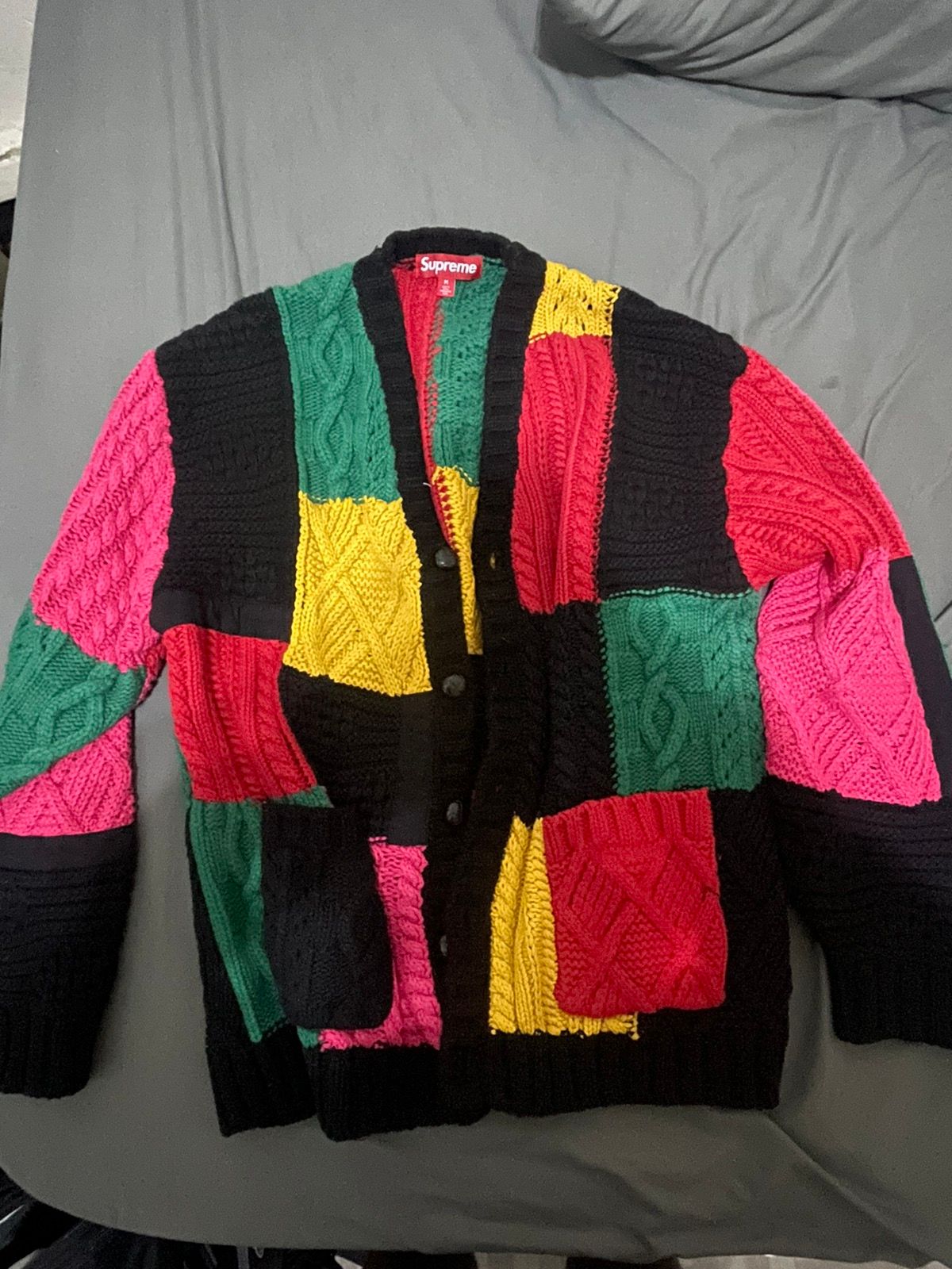 Supreme Patchwork Cable Knit Cardigan | Grailed