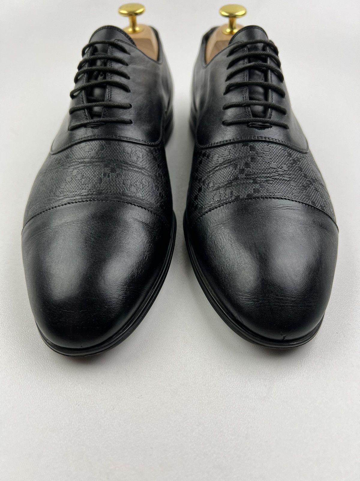 Gucci GUCCI Oxfords Leather Shoes Diamond Embossing Black Men’s Size US 9 / EU 42 - 3 Thumbnail