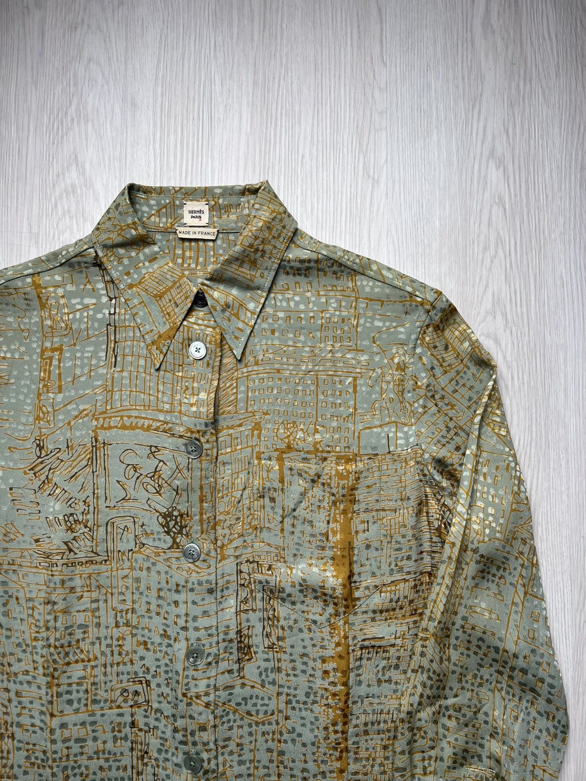 Hermes Vintage Hermes Martin Margiela Era Printed Silk Shirt Size US M / EU 48-50 / 2 - 3 Thumbnail