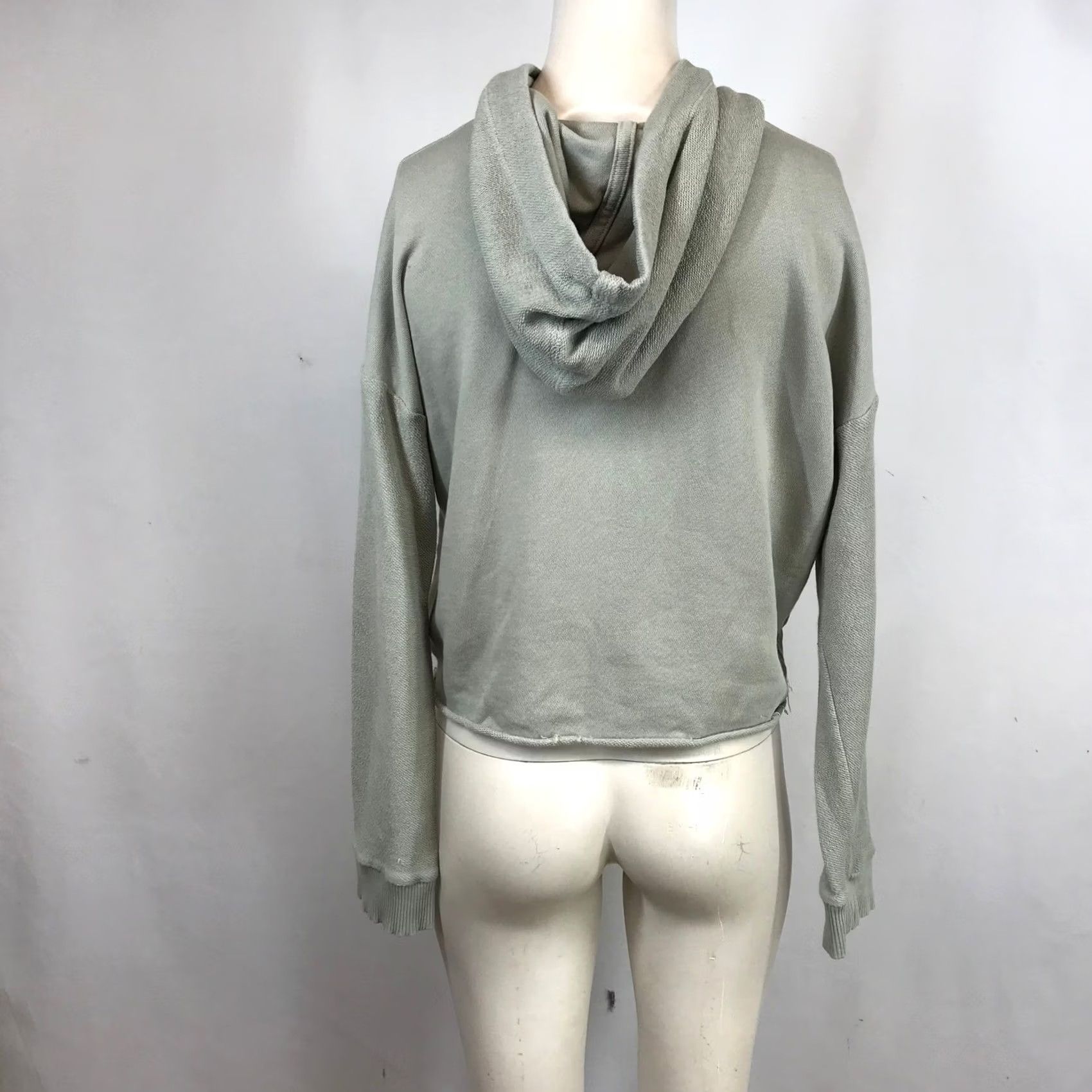 Vintage UpWest Resort & Mercantile Womens Sage Green Cropped Cotton Hoodie M Size M / US 6-8 / IT 42-44 - 5 Thumbnail