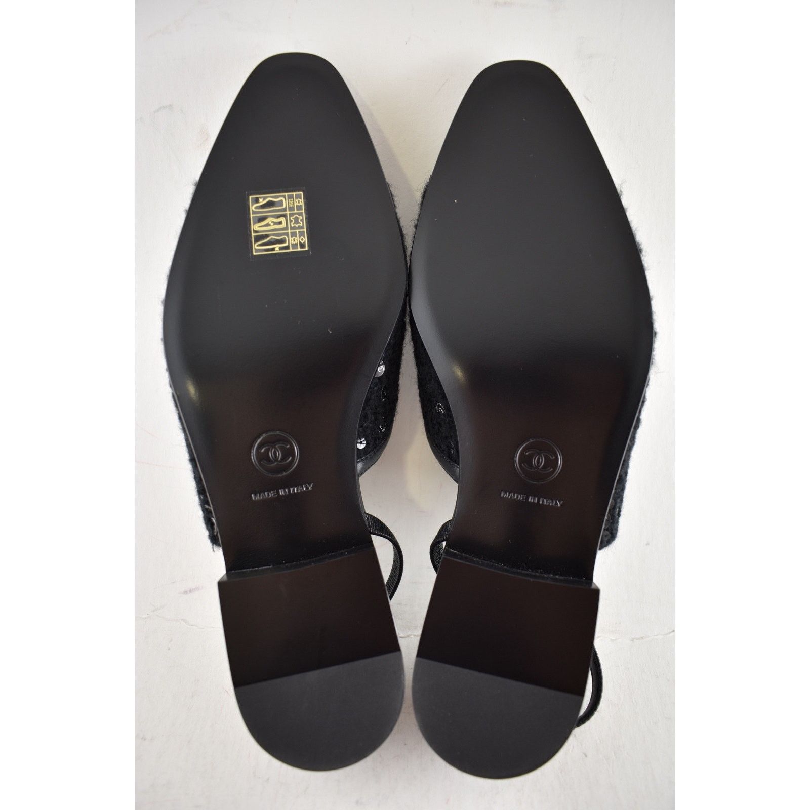 Chanel Chanel Black Wool Tweed Patent CC Slingback Flat 38 Size US 8 / IT 38 - 19 Thumbnail
