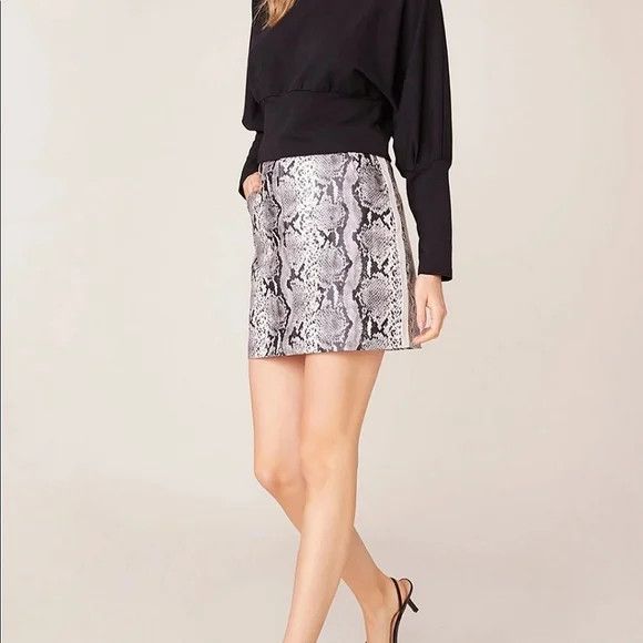 BB Dakota Python The Prowl Snake Print Faux Leather Skirt NWT Size 32" / US 10 / IT 46 - 6 Thumbnail
