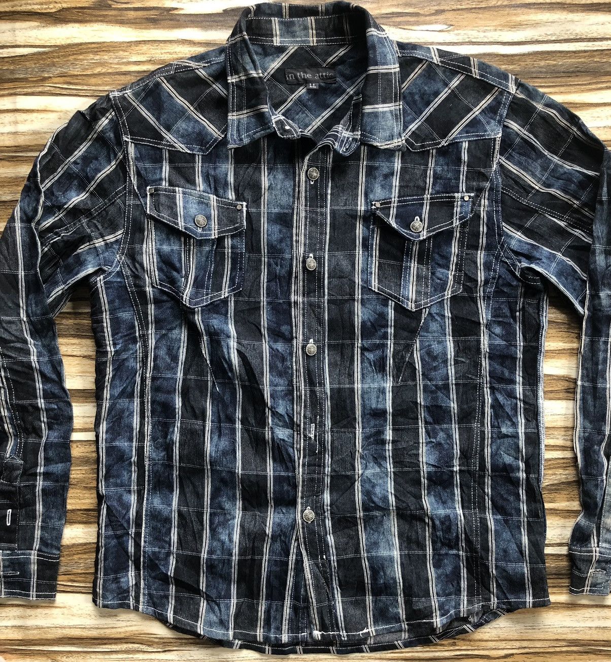 In The Attic B/D shirt Patchwork shadow plaid blue black kapital lgb Size US L / EU 52-54 / 3 - 2 Thumbnail