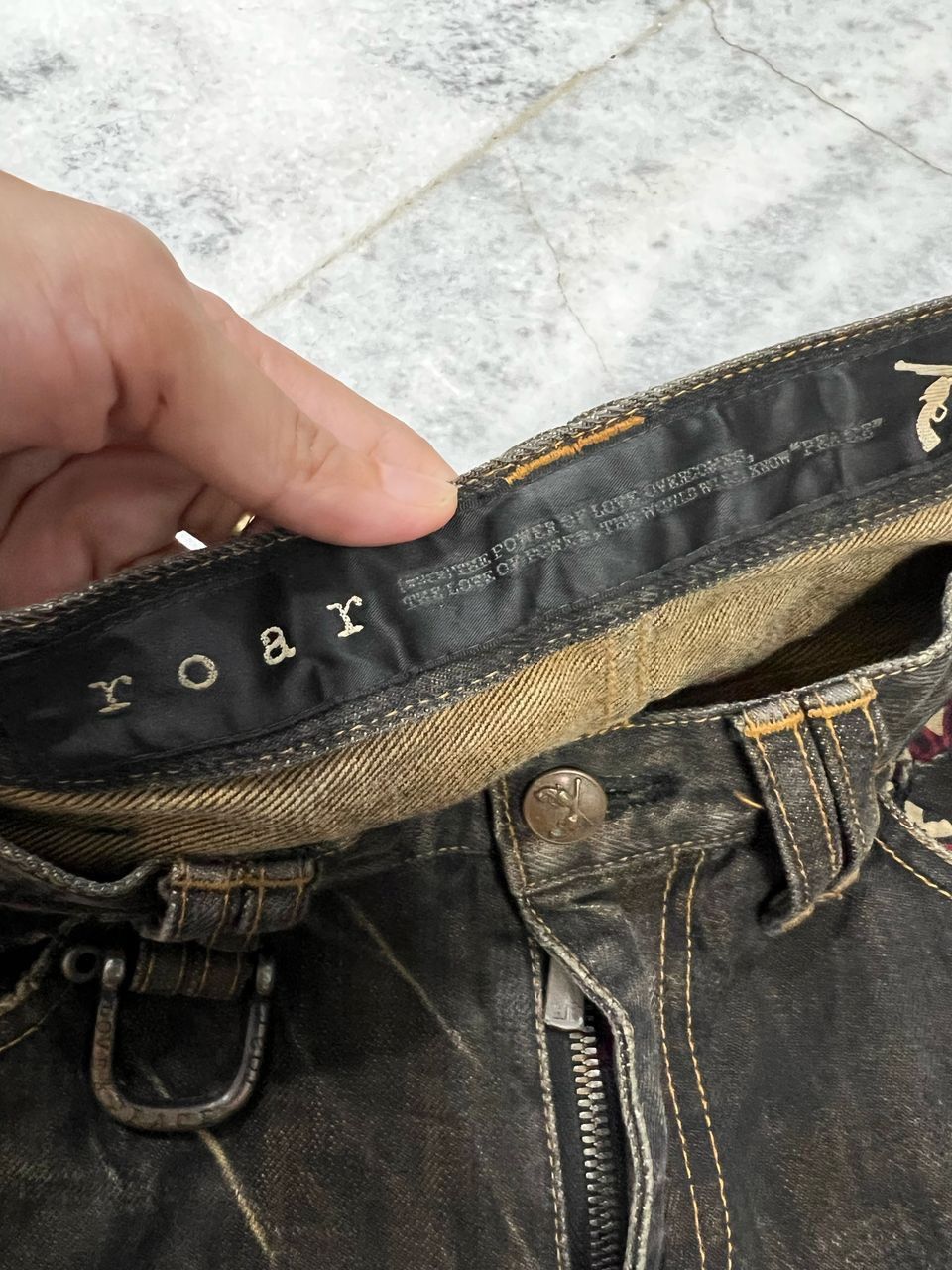 If Six Was Nine × Japanese Brand Vintage Roar Love And Peace Distress Denim Jeans Size US 32 / EU 48 - 5 Thumbnail