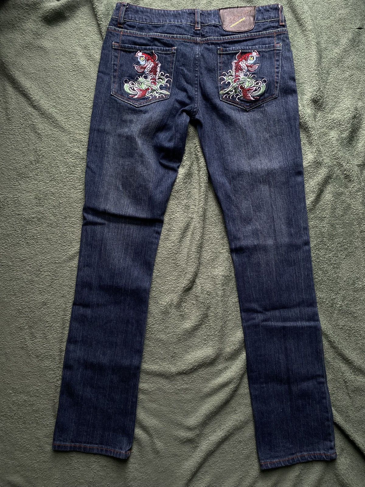 Ed Hardy × Vintage Ed Hardy Koi Fish Embroidered Jeans Size 30" / US 8 / IT 44 - 6 Thumbnail