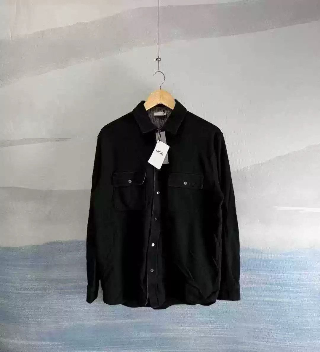 Dior black embroidered wool shirt with pockets Size US M / EU 48-50 / 2 - 1 Thumbnail