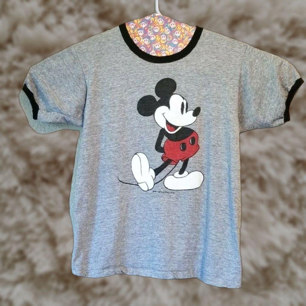 VINTAGE Walt Disney Mickey Mouse New York City Pepsi Day Graphic Ringer T Shirt