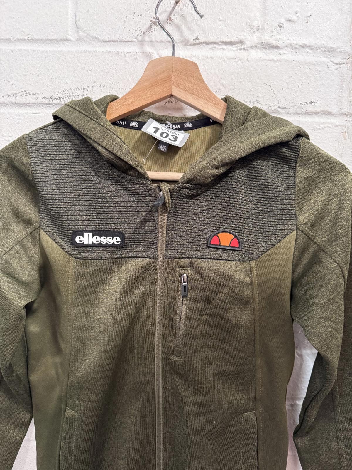 Ellesse Ellesse Men's Olive Green Hooded Zip-Up Sweatshirt Size US M / EU 48-50 / 2 - 3 Thumbnail