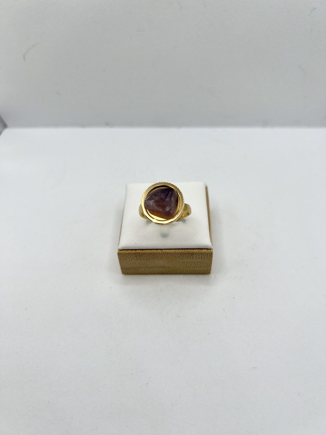 Handmade Amethyst Gold Stainless Steel Ring - size 7.5 Size ONE SIZE - 1 Thumbnail