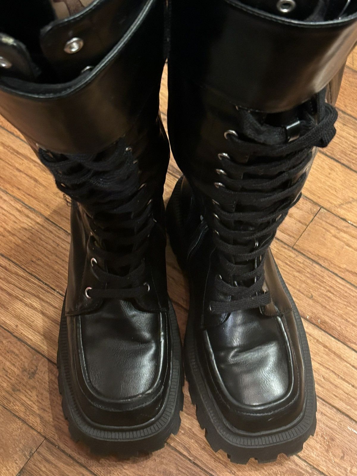 Asos ASOS Chunky Knee High Boots Lace Up Size US 7 / IT 37 - 7 Thumbnail