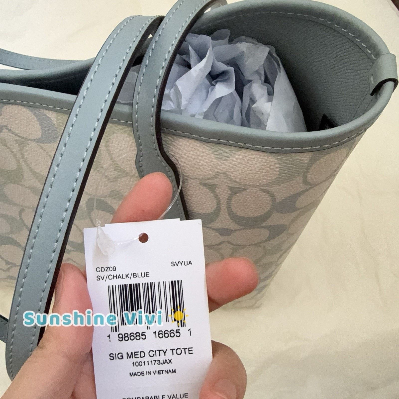 Coach NWT Coach Medium City Tote Bag Pretty CDZ09 CHALK/BLUE Size ONE SIZE - 5 Thumbnail