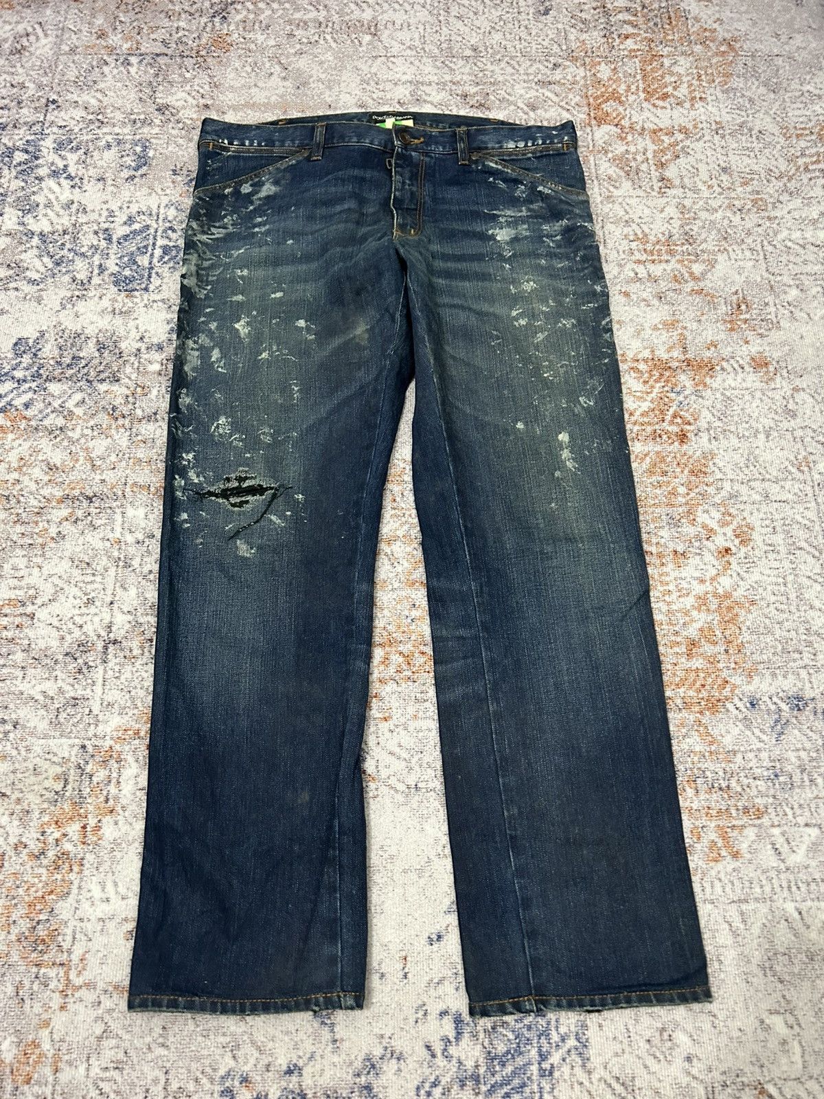 Dolce & Gabbana Dolce & Gabana Buckle Back Distressed Paint Denim Size US 34 / EU 50 - 2 Thumbnail