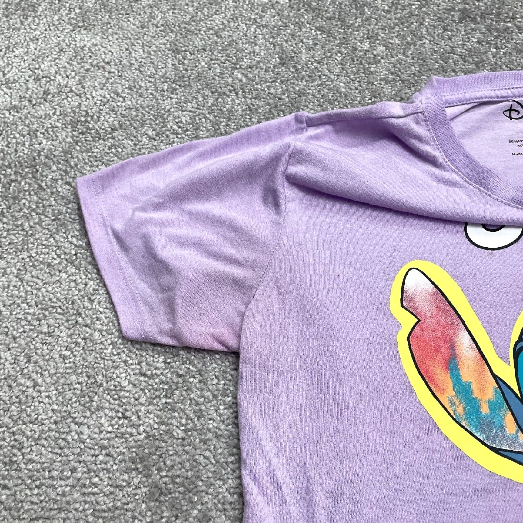 Disney Disney Stitch Ohana Means Family Graphic T-Shirt Juniors L Purple Casual Tee Womens Regular Cotton Blend Short Sleeve Crew Neck Size L / US 10 / IT 46 - 6 Thumbnail