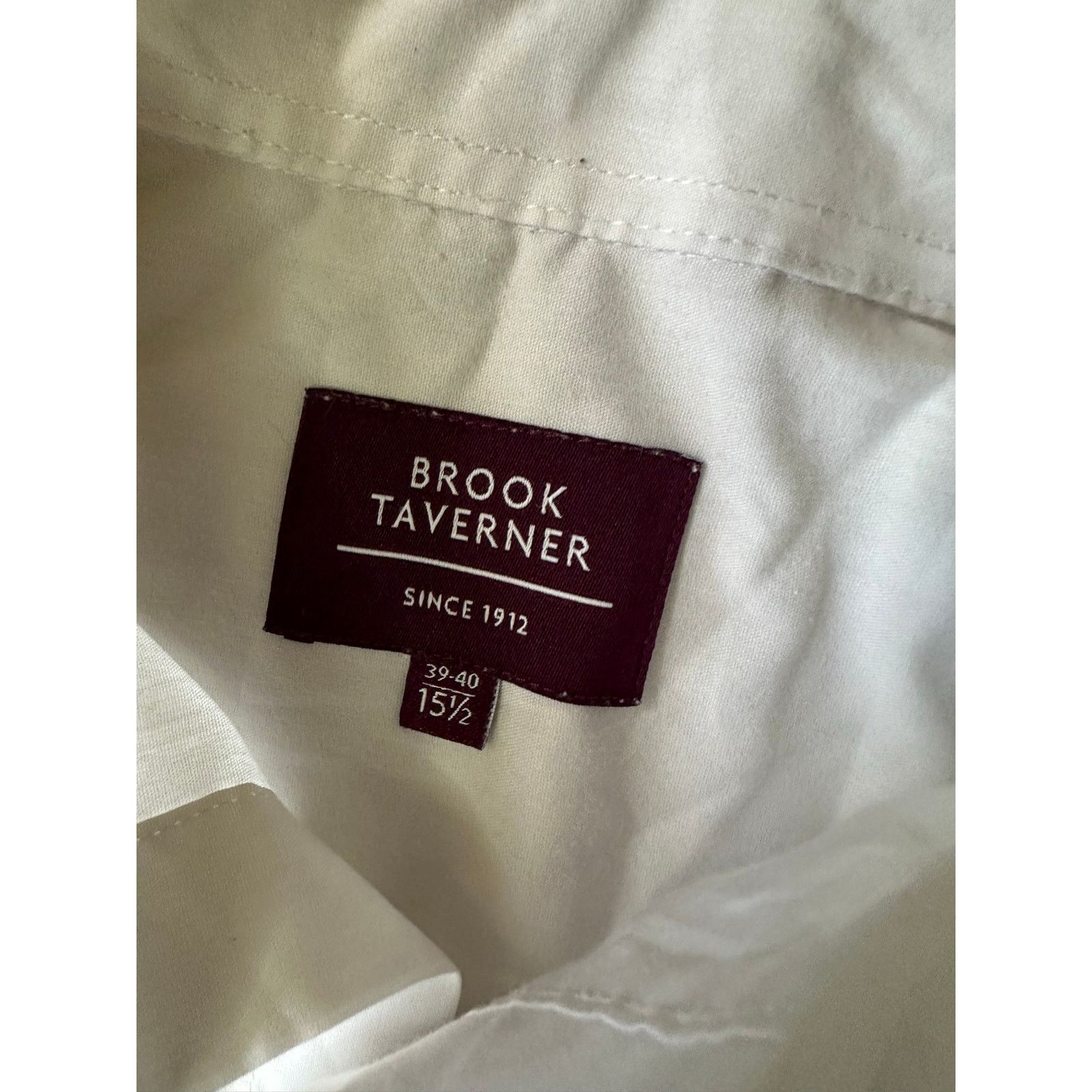 Brooks Brook Taverner Men's White Dress Shirt 15.5 39/40 Button Up Size US M / EU 48-50 / 2 - 2 Thumbnail