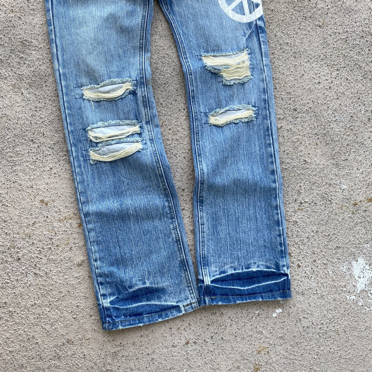Hysteric Glamour × If Six Was Nine × Japanese Brand PEACE Hippies Japan Big Logo Distressed Jeans Y2K Size US 32 / EU 48 - 7 Thumbnail
