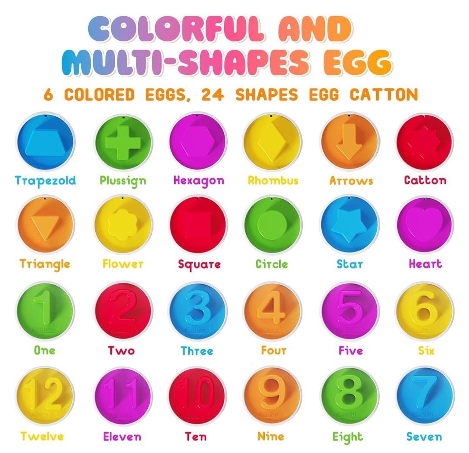The Unbranded Brand Matching Eggs Toy for Toddlers Shape Color Learning Set Size ONE SIZE - 4 Thumbnail