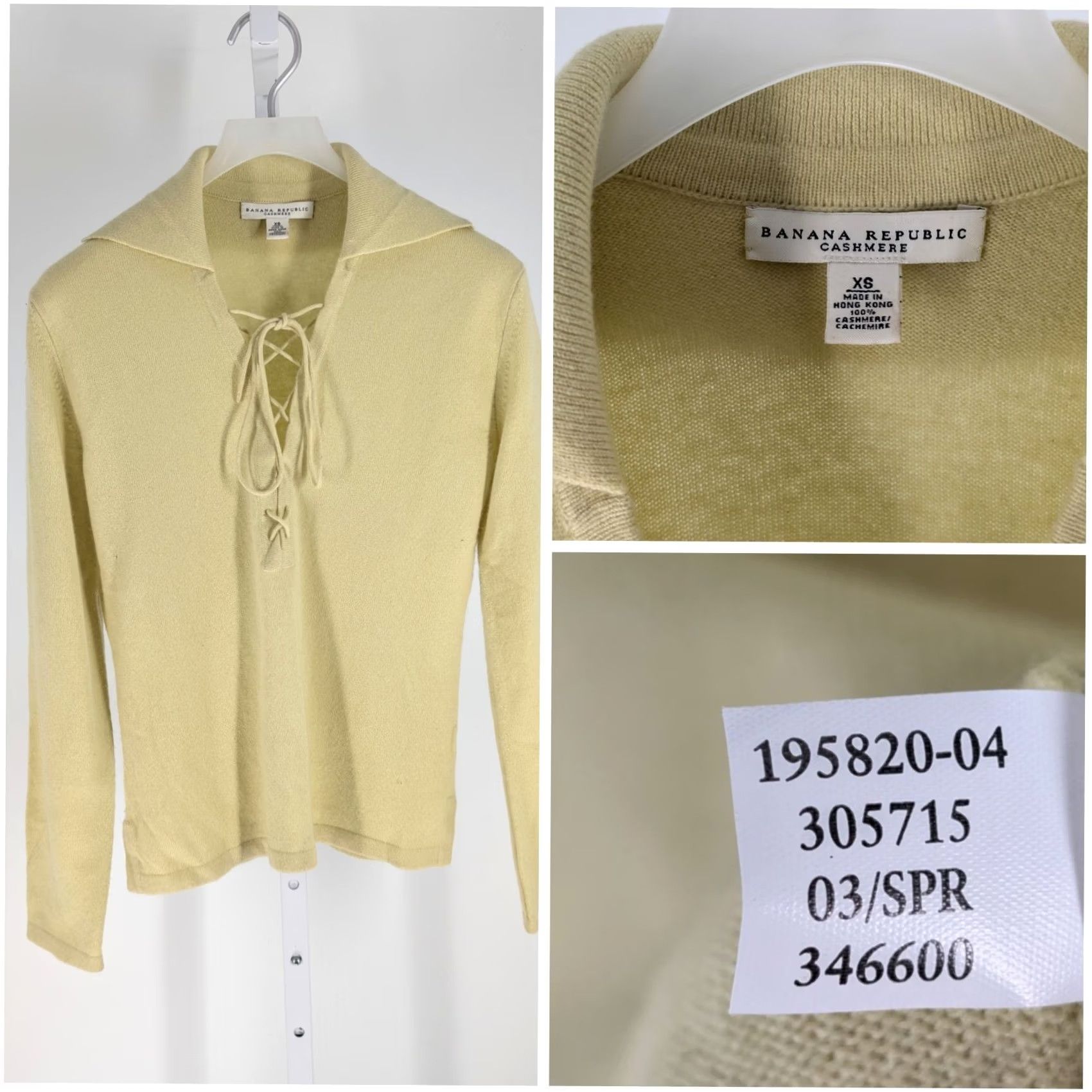 Banana Republic VINTAGE Banana Republic 100% Cashmere Lace Up Sweater XS Spring 2003 Green Women Pullover Lace-Up V-Neck Relaxed Classic Womens Size XS / US 0-2 / IT 36-38 - 2 Thumbnail