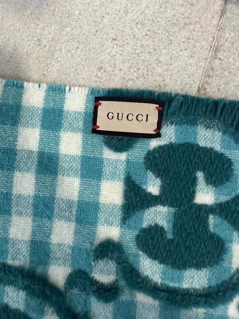 Gucci Gucci Green full-print plaid scarf 2501-Nextarrow Size ONE SIZE - 2 Thumbnail