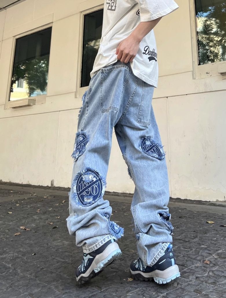 Japanese Brand × Jean Street hip-hop embroidered loose jeans Size US 32 / EU 48 - 4 Thumbnail