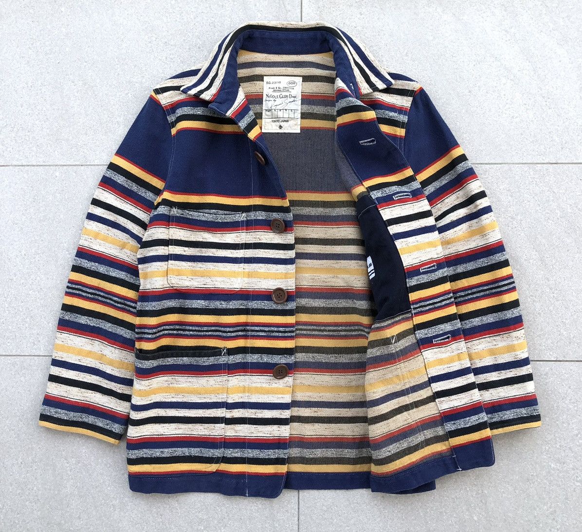 Nicole Club Nicole Club Dept. Multicolour Stripped Canves Coat Jacket Size S / US 4 / IT 40 - 2 Thumbnail