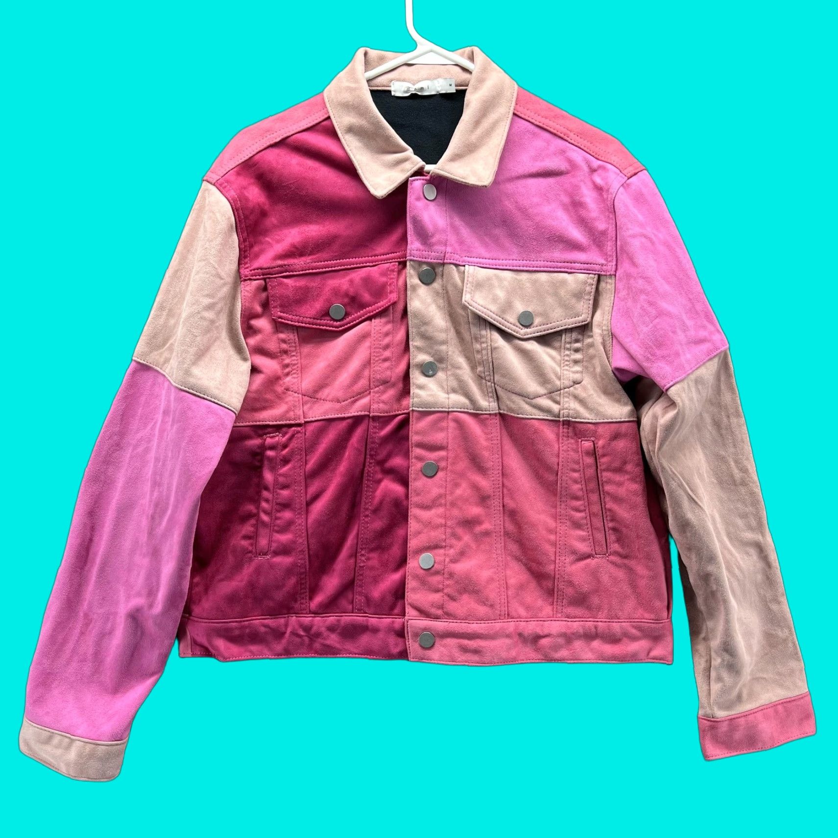 MNML mnml Jacket Women M Pink Colorblock Suede Bomber Snap Lined Streetwear Size M / US 6-8 / IT 42-44 - 1 Thumbnail