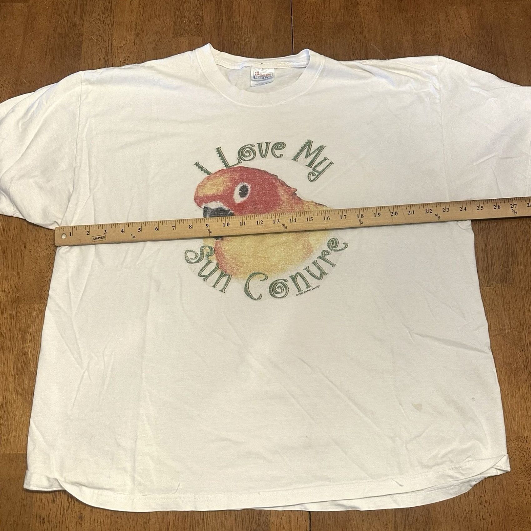 Hanes VINTAGE 90s Sun Conure Parrot T Shirt 2XL White Hanes Size US XXL / EU 58 / 5 - 6 Thumbnail