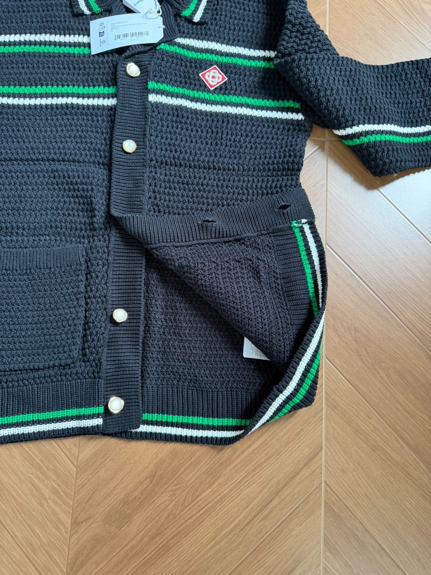 Casablanca CASABLANCA Black Striped Knit Cardigan Size US M / EU 48-50 / 2 - 4 Thumbnail